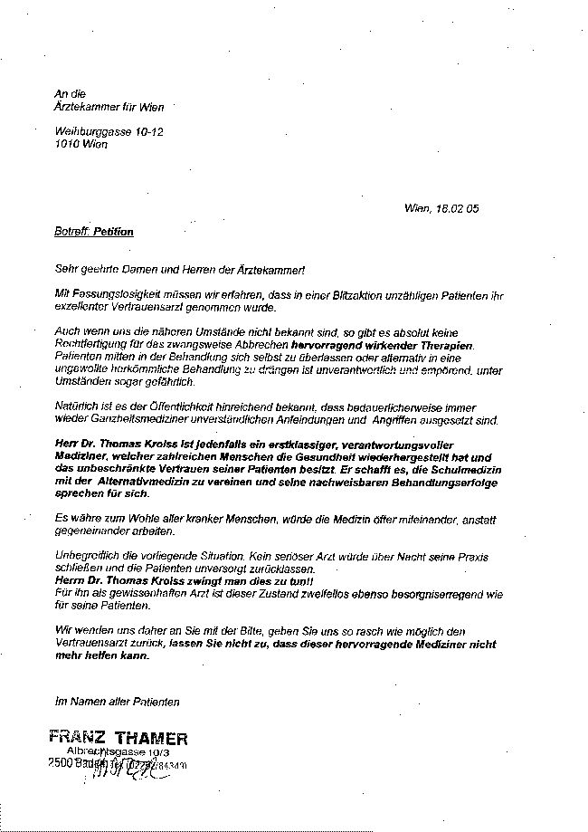 Fotokopie eines Briefes von Herrn T.